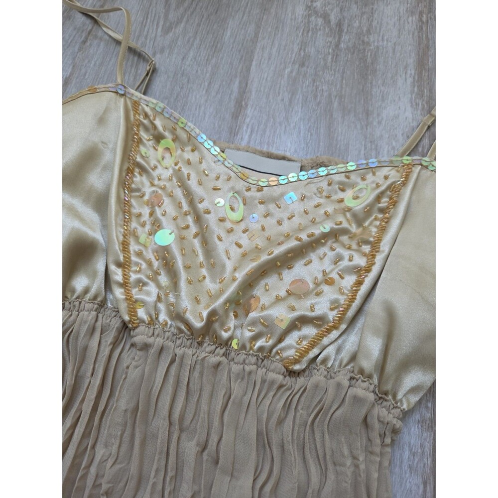 VTG Y2K Carrie Allen 2 Piece Set Beaded Sequin Crinkle Sheer Cami Cardigan M GUC - Picture 11 of 14